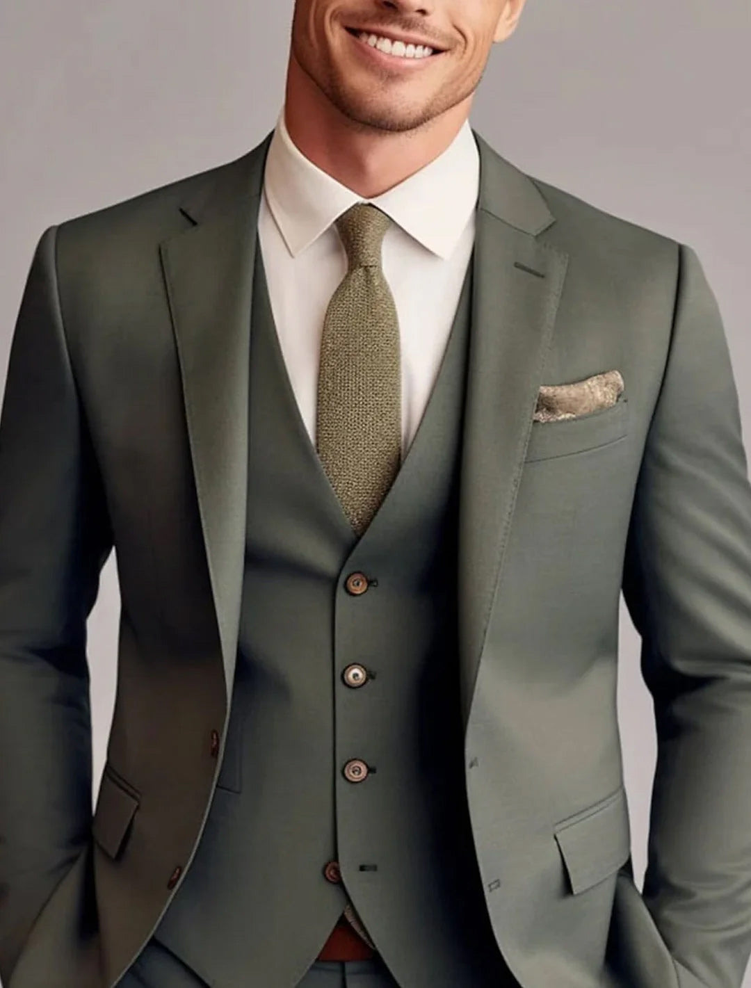 Frederick | Men's Classic Tailored Three-Piece Suit with Waistcoat in Dark Green