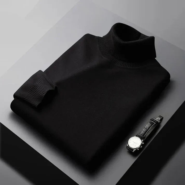 Rupert | Men's Classic Roll Neck Knitted Jumper in Black