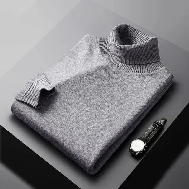 Rupert | Men's Classic Roll Neck Knitted Jumper in Grey