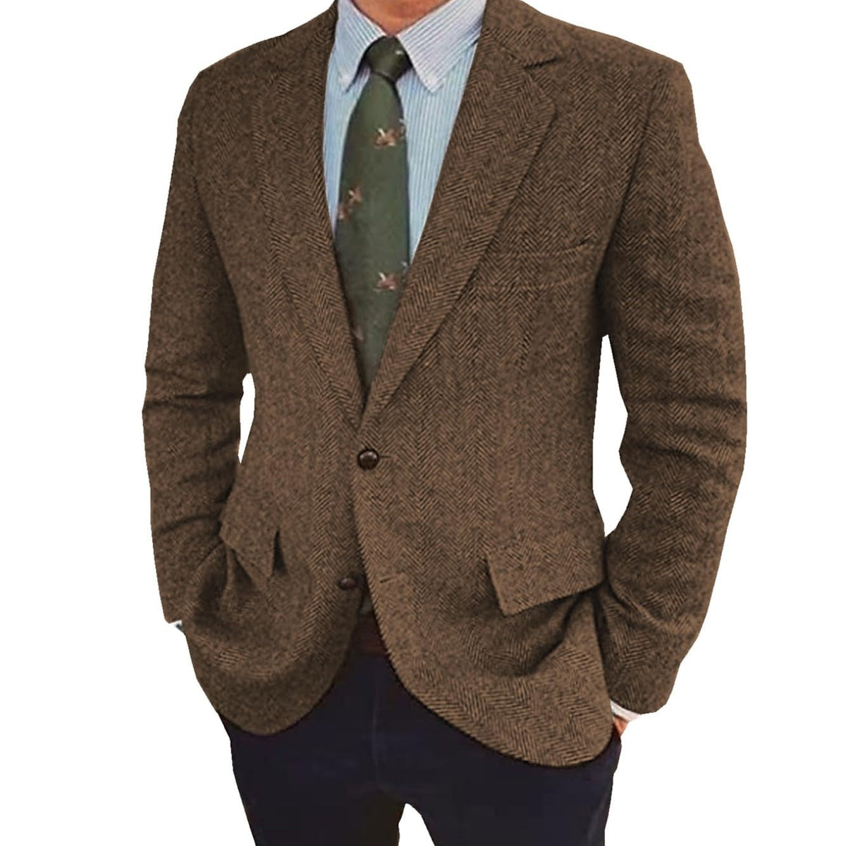 Chester | Men's Retro Single-Breasted Two-Button Blazer in Brown