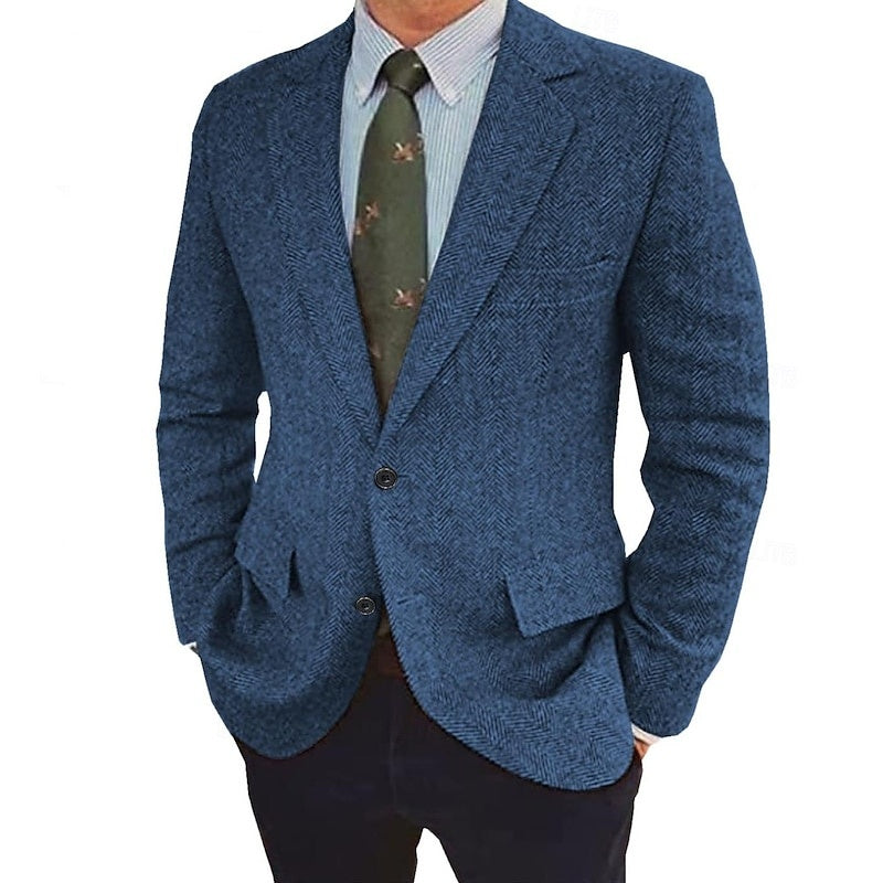 Chester | Men's Retro Single-Breasted Two-Button Blazer in Blue