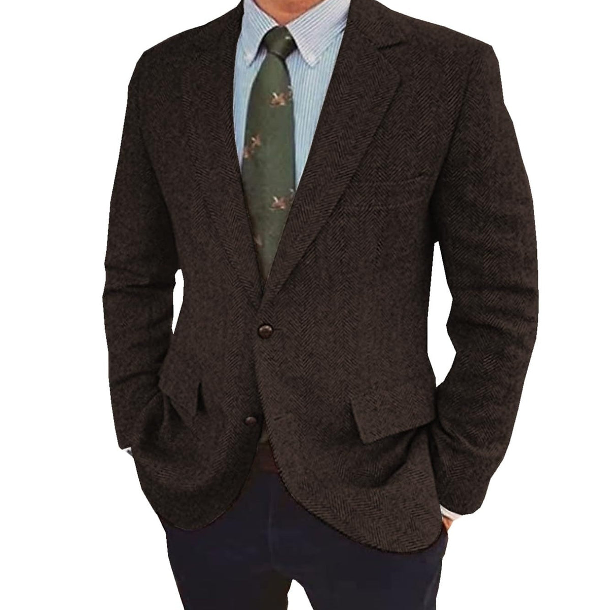 Chester | Men's Retro Single-Breasted Two-Button Blazer in Coffee