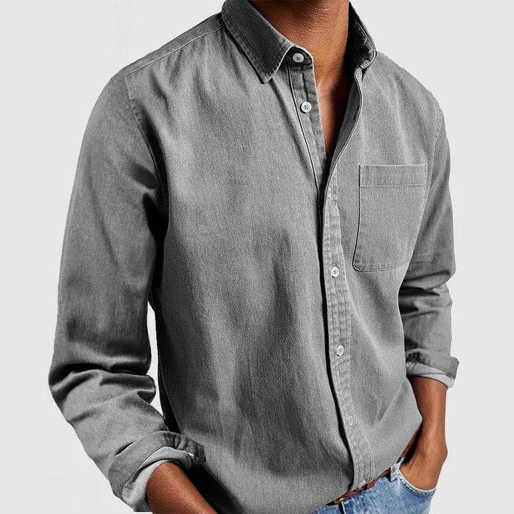 Graham | Men's Casual Button-Up Shirt with Classic Collar in Grey