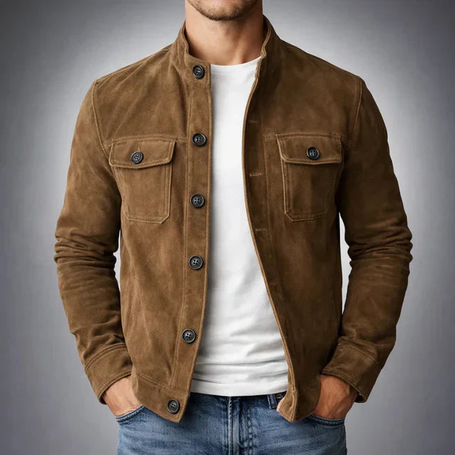 Men's suede-look jacket in Brown