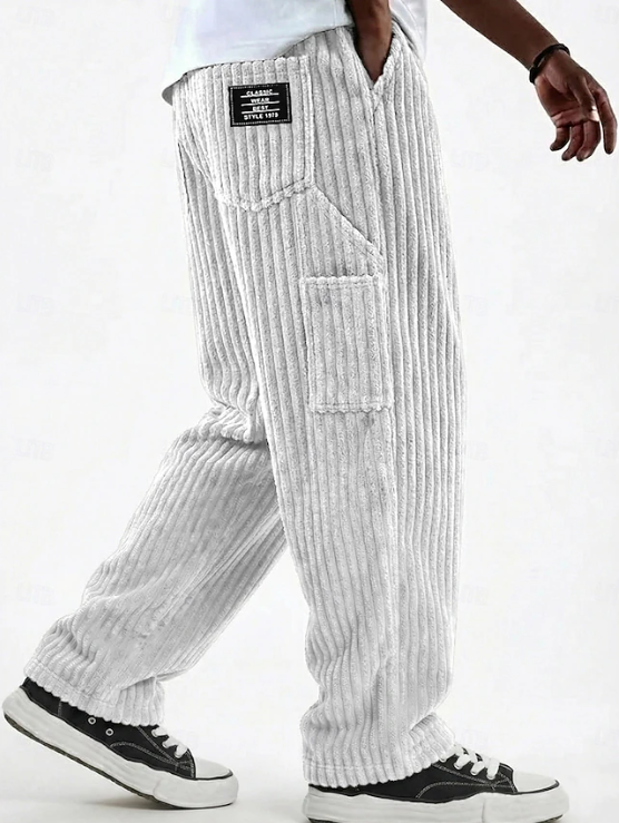 Men's corduroy trousers in White Pocket