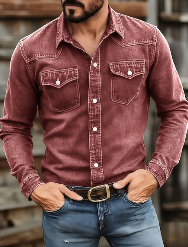 Men's long-sleeve shirt in Red