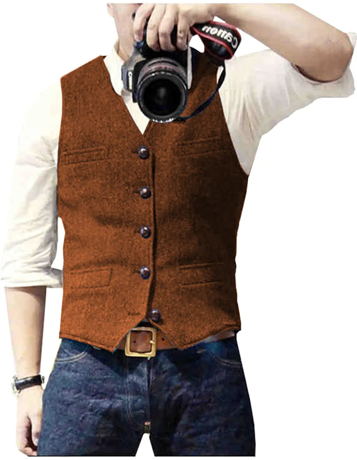 Herringbone men's waistcoat in Orange