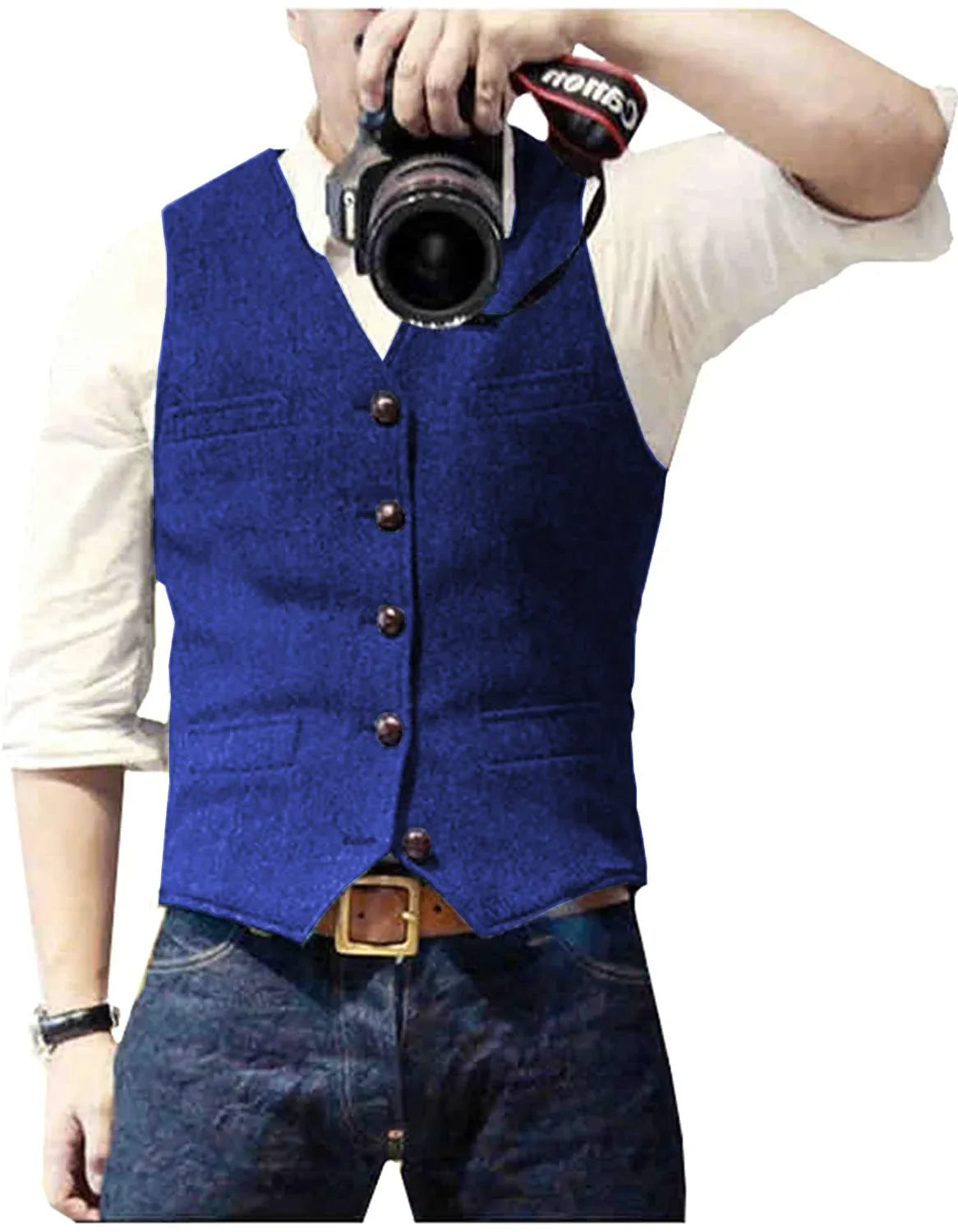 Herringbone men's waistcoat in Royal Blue