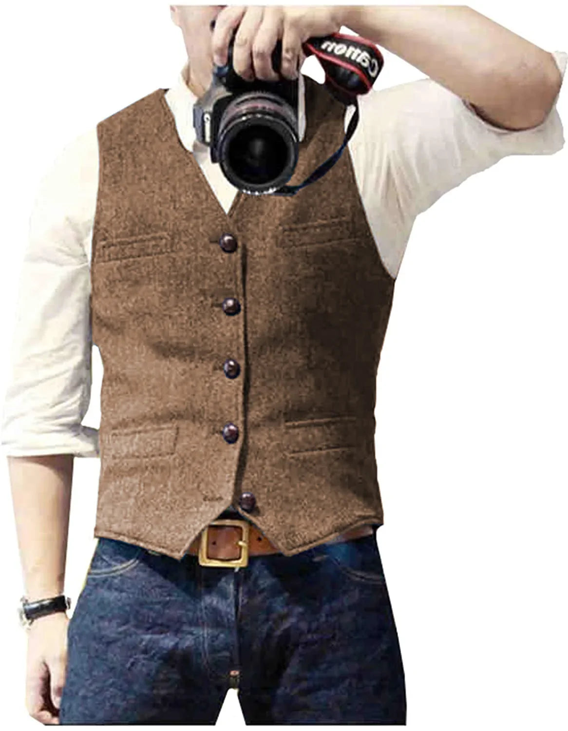 Herringbone men's waistcoat in Brown