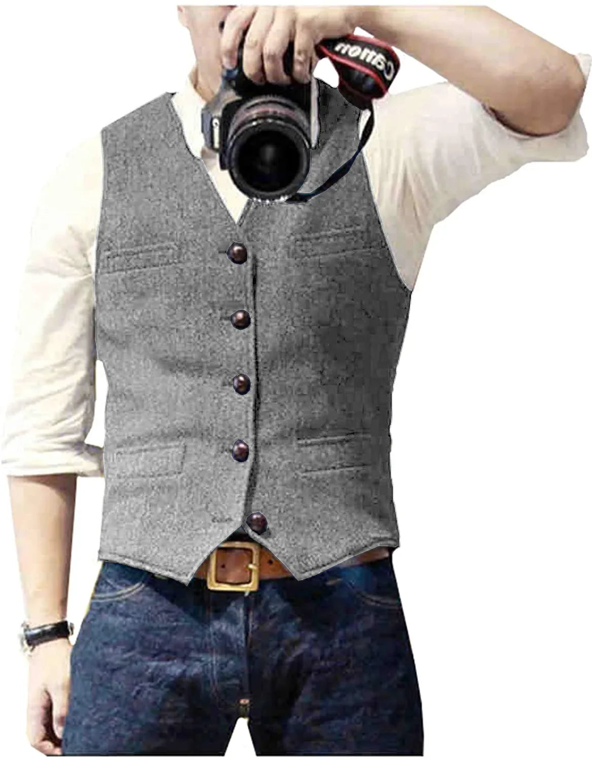 Herringbone men's waistcoat in Silver