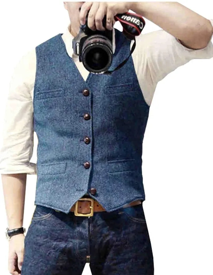 Herringbone waistcoat in Light Blue