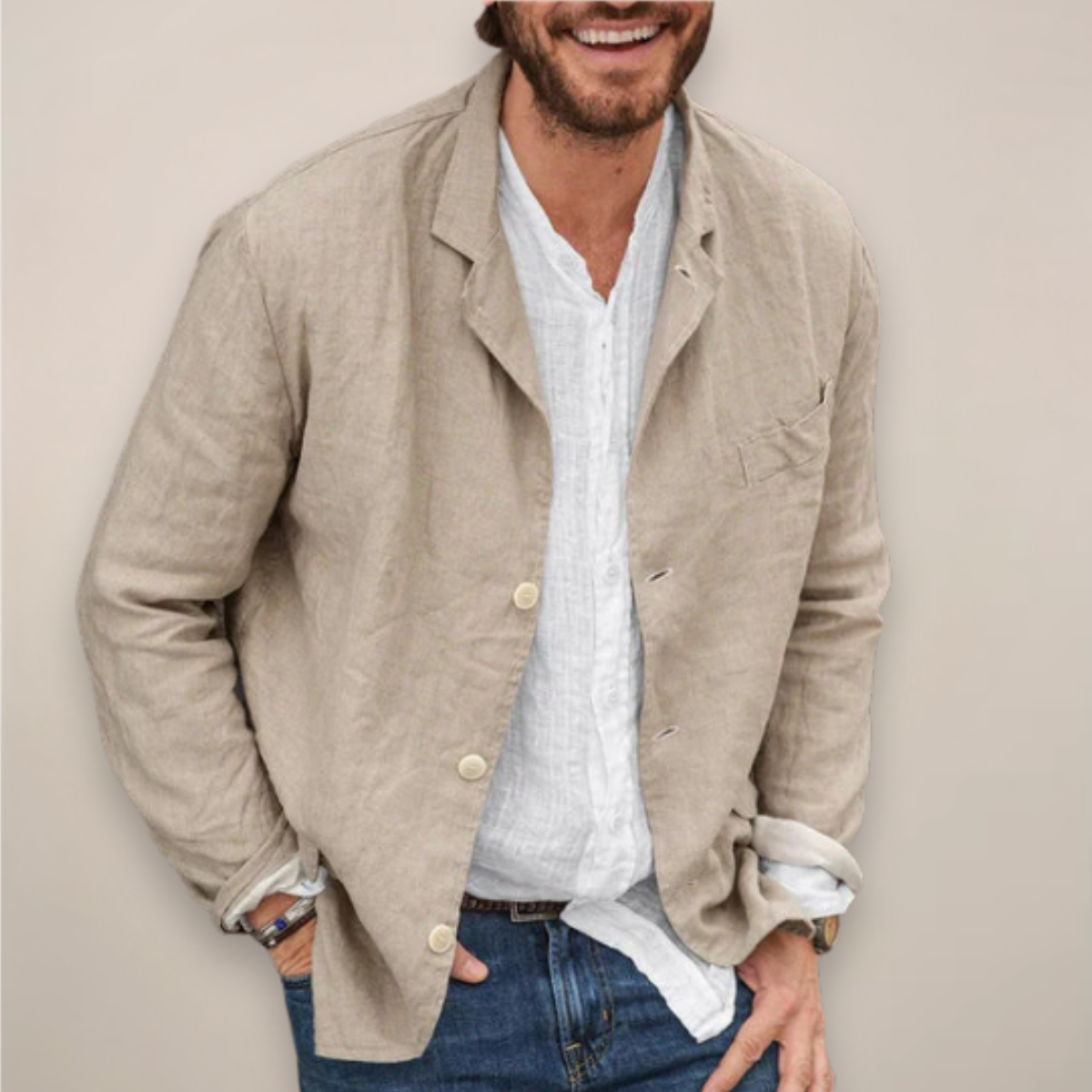Simon | Men's Casual Summer Blazer with Relaxed Fit Khaki