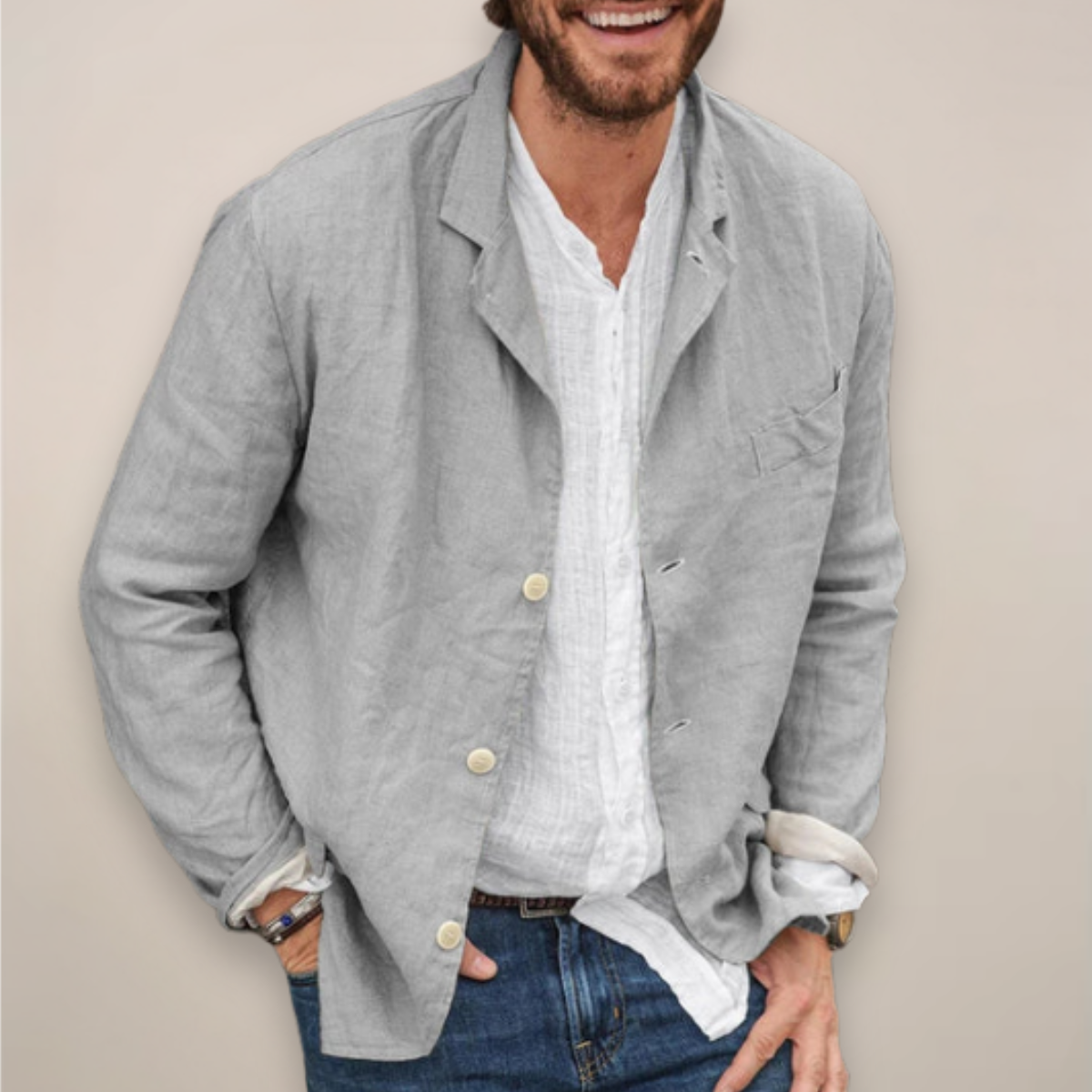 Simon | Men's Casual Summer Blazer with Relaxed Fit Grey