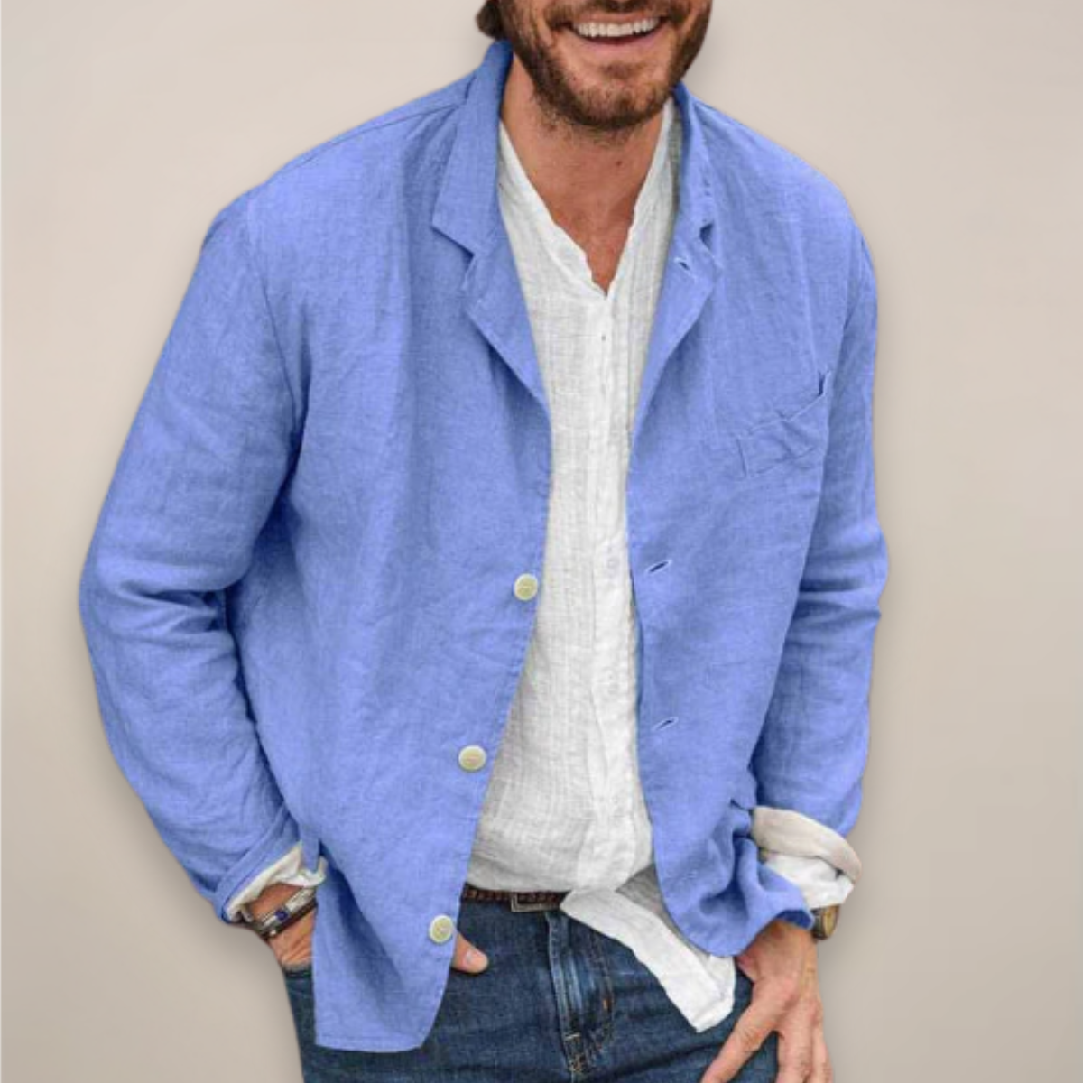Simon | Men's Casual Summer Blazer with Relaxed Fit Blue