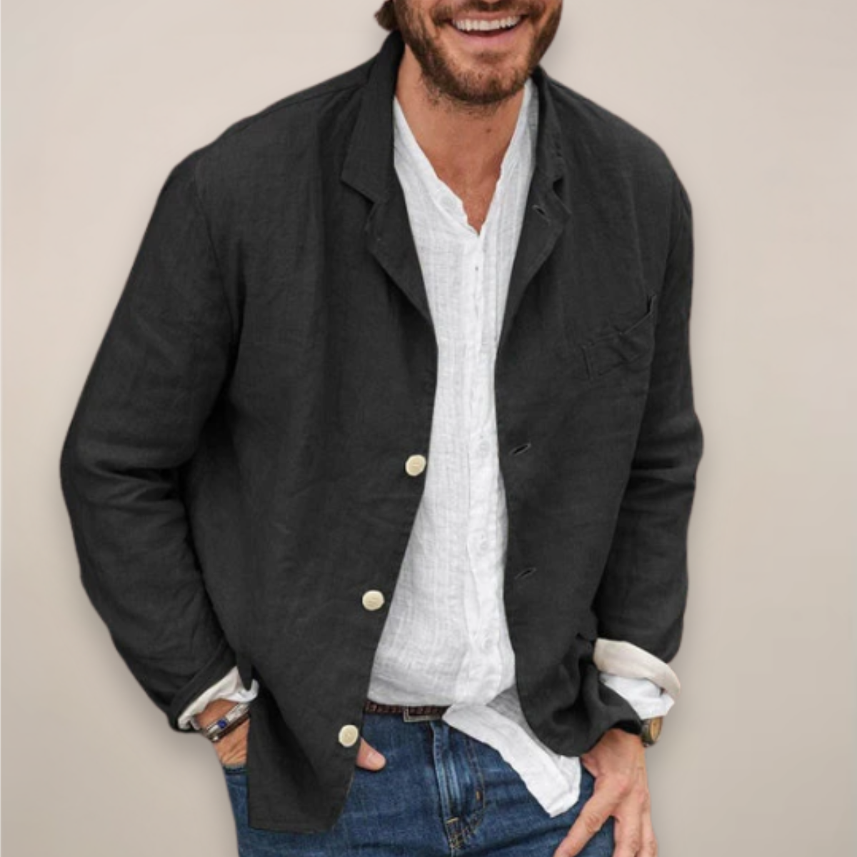 Simon | Men's Casual Summer Blazer with Relaxed Fit Black