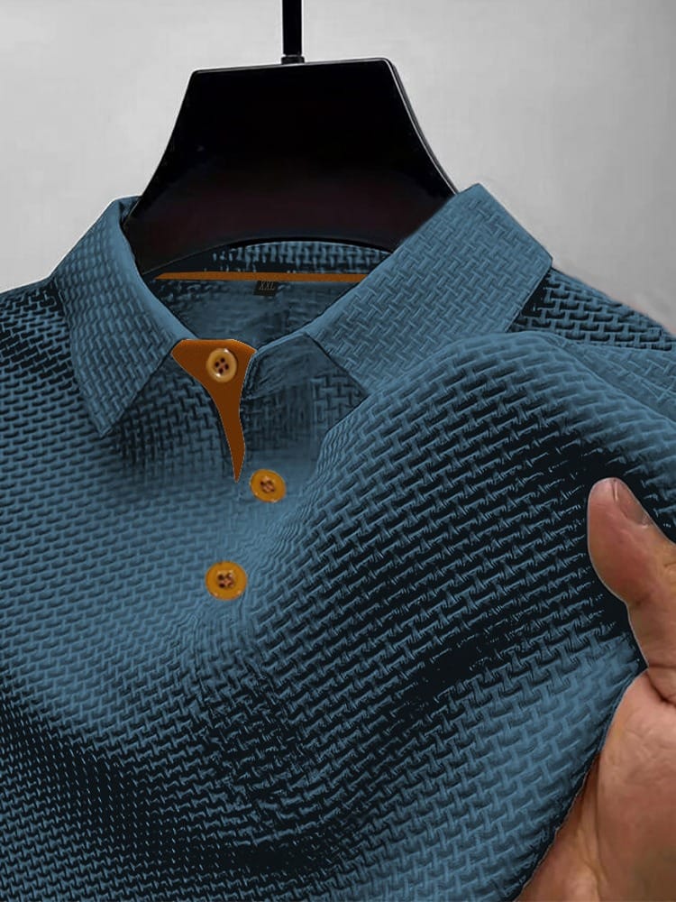 Victor | Men's Textured Knitted Polo with Classic Collar Blue