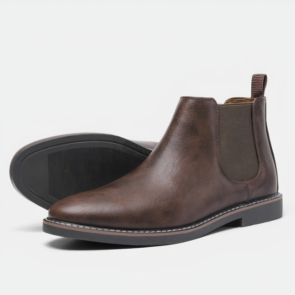 Leopold | Men's Slip-On Chelsea Ankle Boots Marron foncé