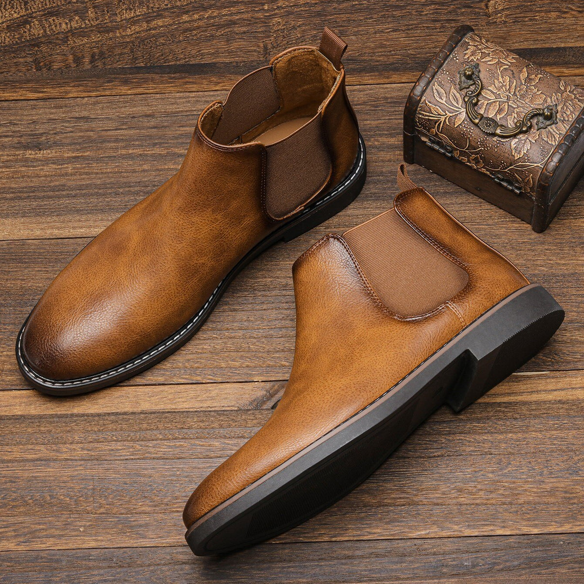 Leopold | Men's Slip-On Chelsea Ankle Boots Marron clair
