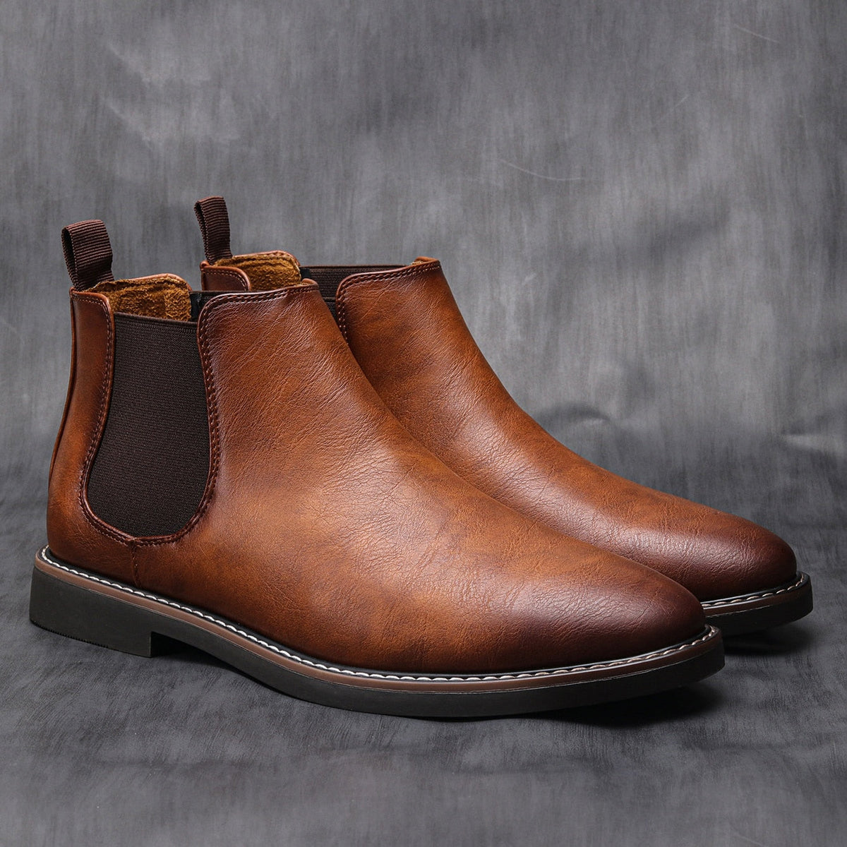 Leopold | Men's Slip-On Chelsea Ankle Boots Marron