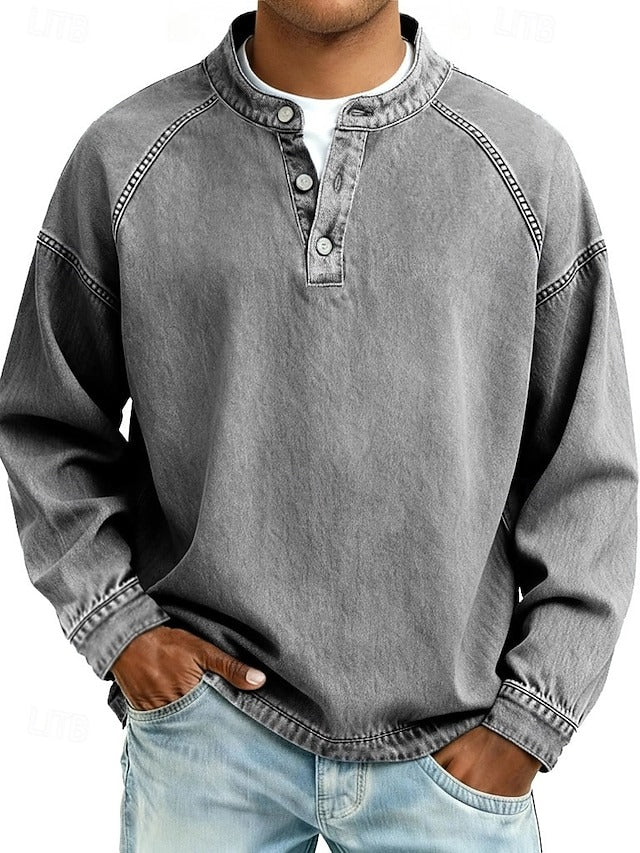 Ambrose | Men's Vintage Casual Long-Sleeve Shirt Gray
