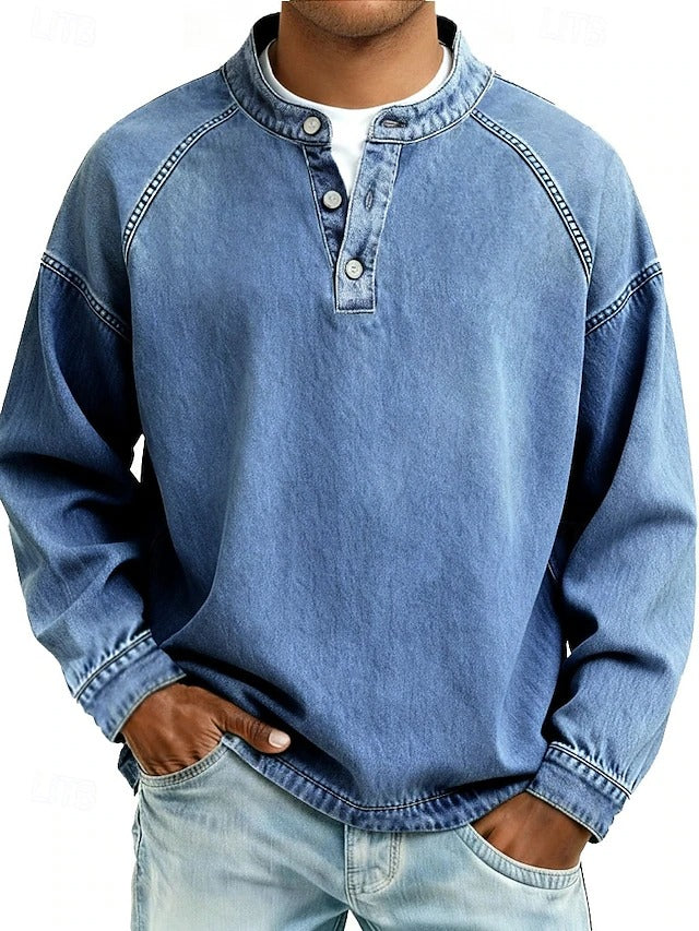 Ambrose | Men's Vintage Casual Long-Sleeve Shirt Light Blue