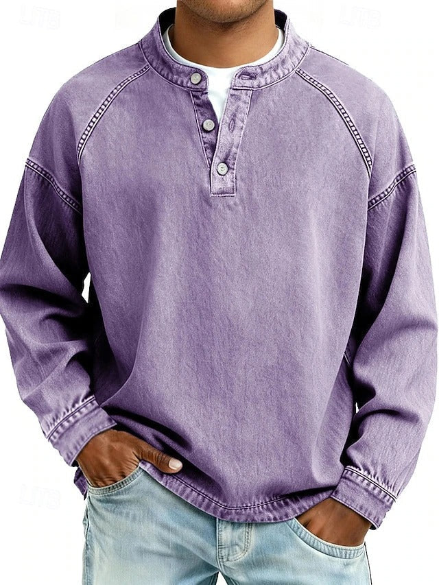 Ambrose | Men's Vintage Casual Long-Sleeve Shirt Purple