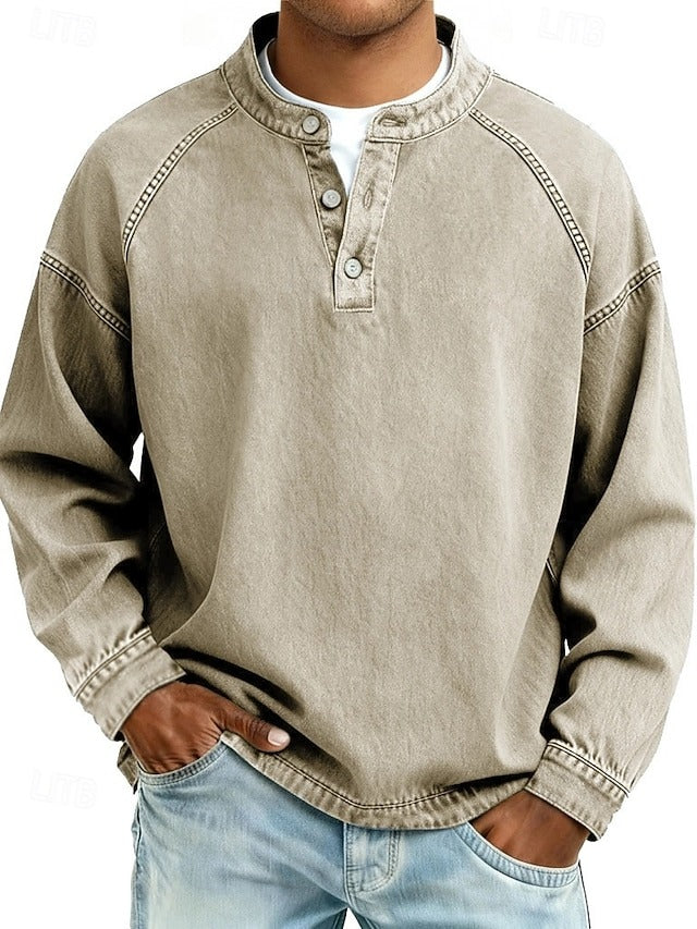 Ambrose | Men's Vintage Casual Long-Sleeve Shirt Khaki