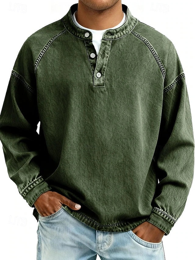 Ambrose | Men's Vintage Casual Long-Sleeve Shirt Dark Green