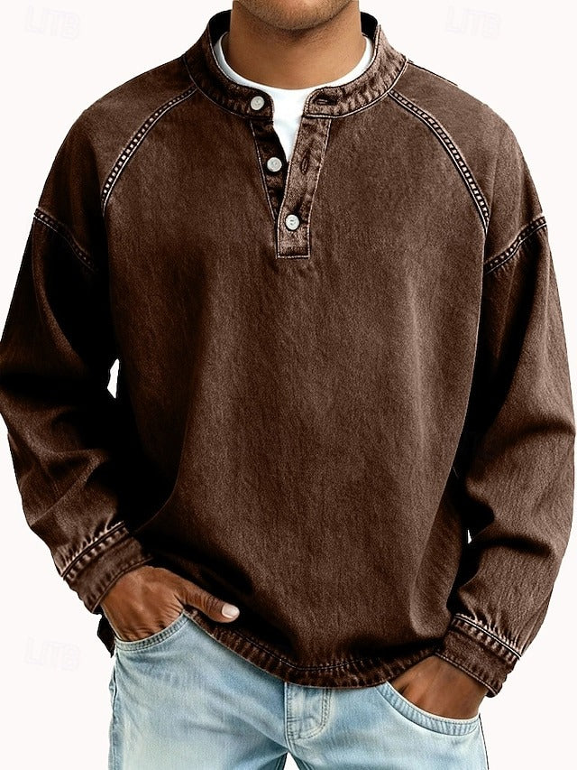 Ambrose | Men's Vintage Casual Long-Sleeve Shirt Brown