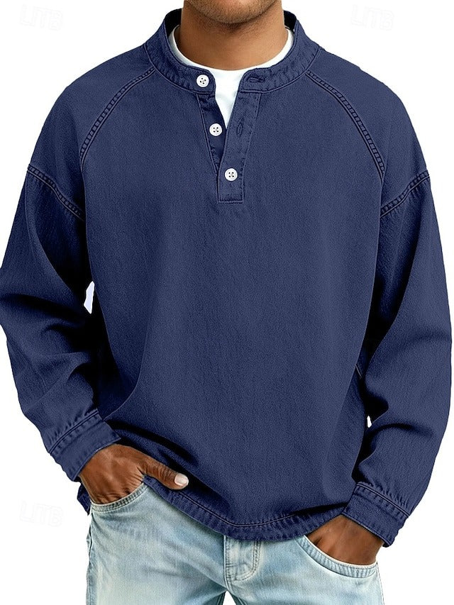 Ambrose | Men's Vintage Casual Long-Sleeve Shirt Royal Blue