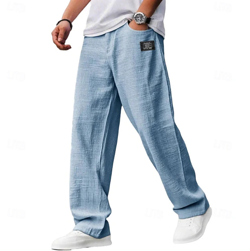 Hollis | Men's Relaxed Loose-Fit Casual Trousers Blue