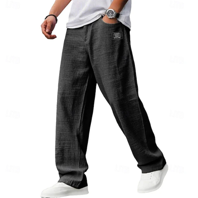 Hollis | Men's Relaxed Loose-Fit Casual Trousers Black