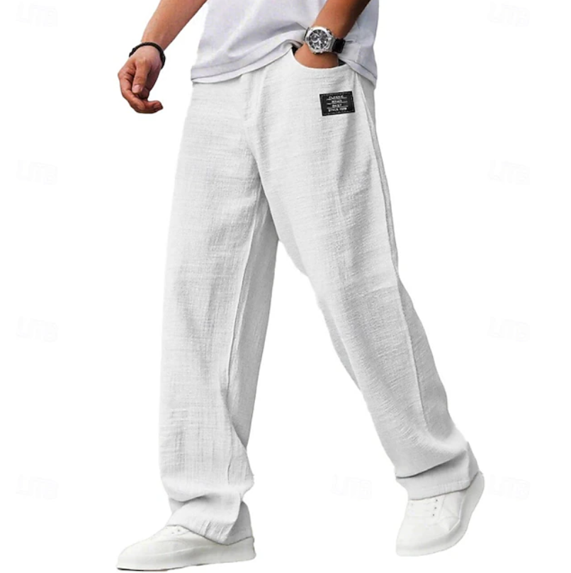 Hollis | Men's Relaxed Loose-Fit Casual Trousers White