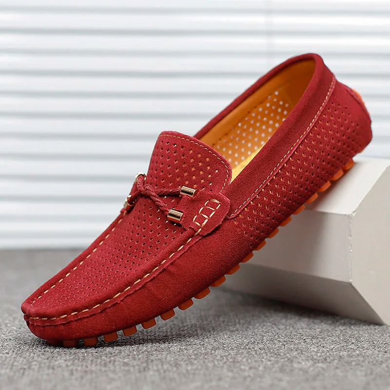 Silas | Men's Classic Lace-Up Casual Loafers Red