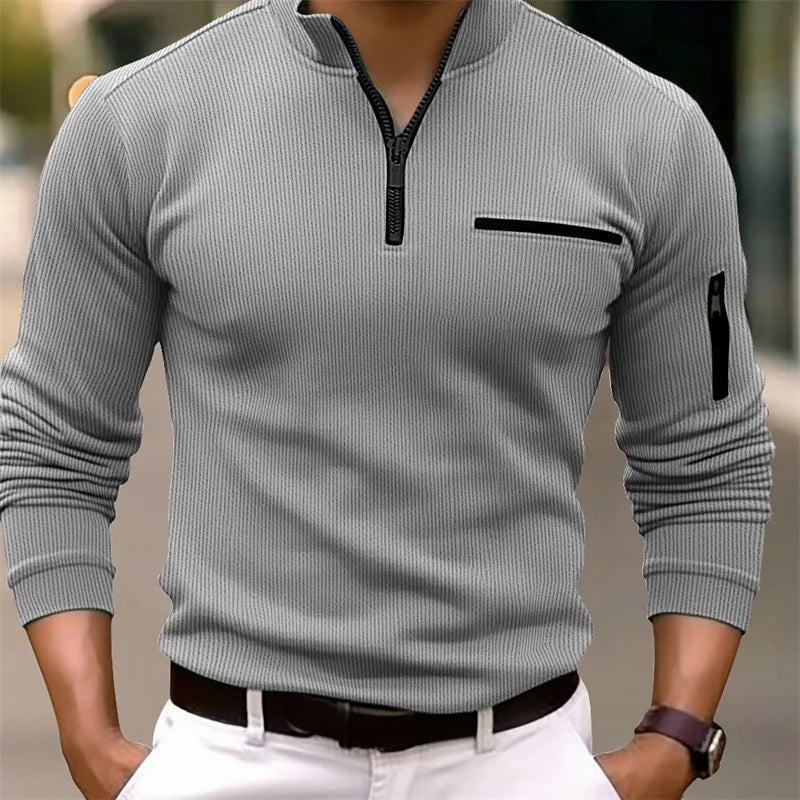 Men's quarter zip jumper in Gray