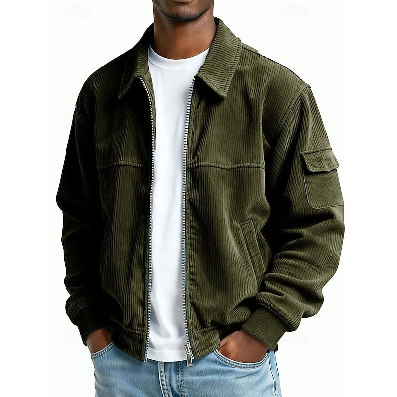 Ribbed textured jacket in Dark Green