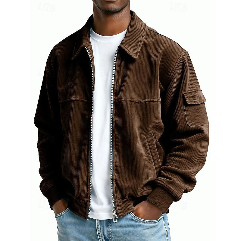 Ribbed textured jacket in Brown