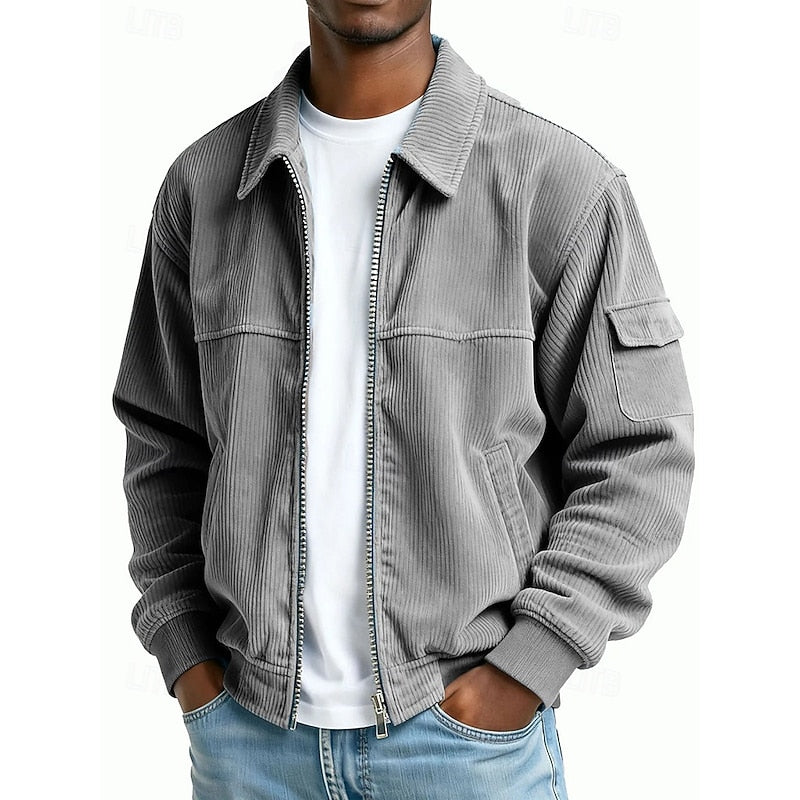Ribbed textured jacket in Grey