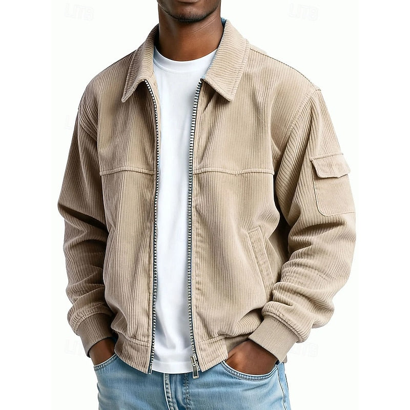 Ribbed textured jacket in Khaki
