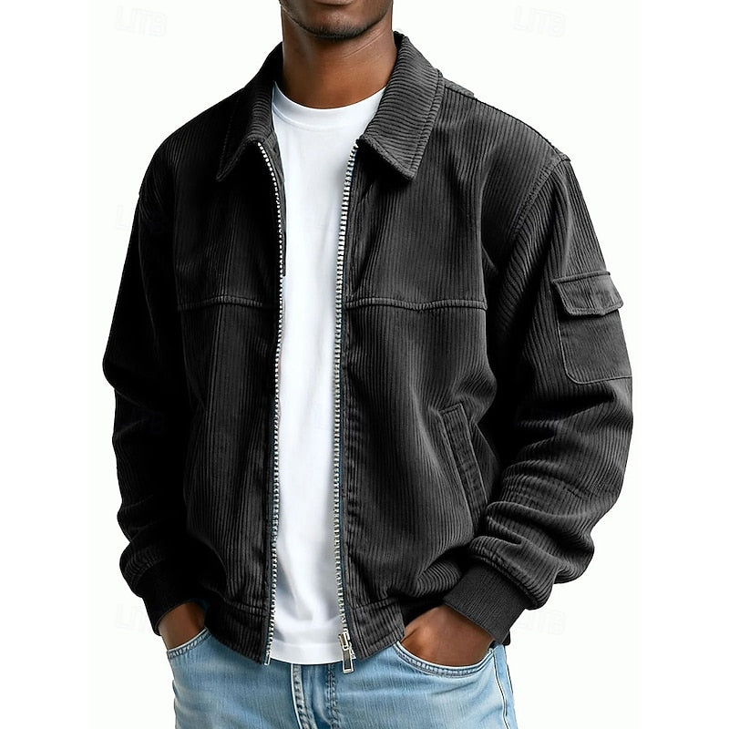 Ribbed textured jacket in Black
