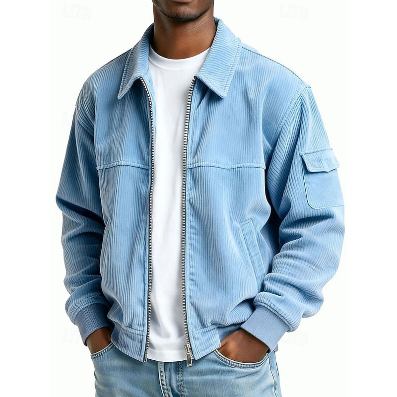 Ribbed textured jacket in Light Blue