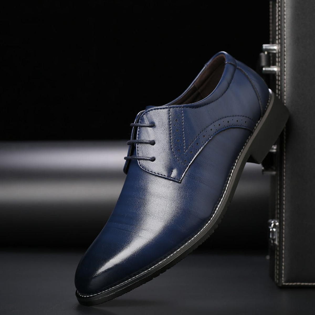Formal lace-up men's shoes in Blue