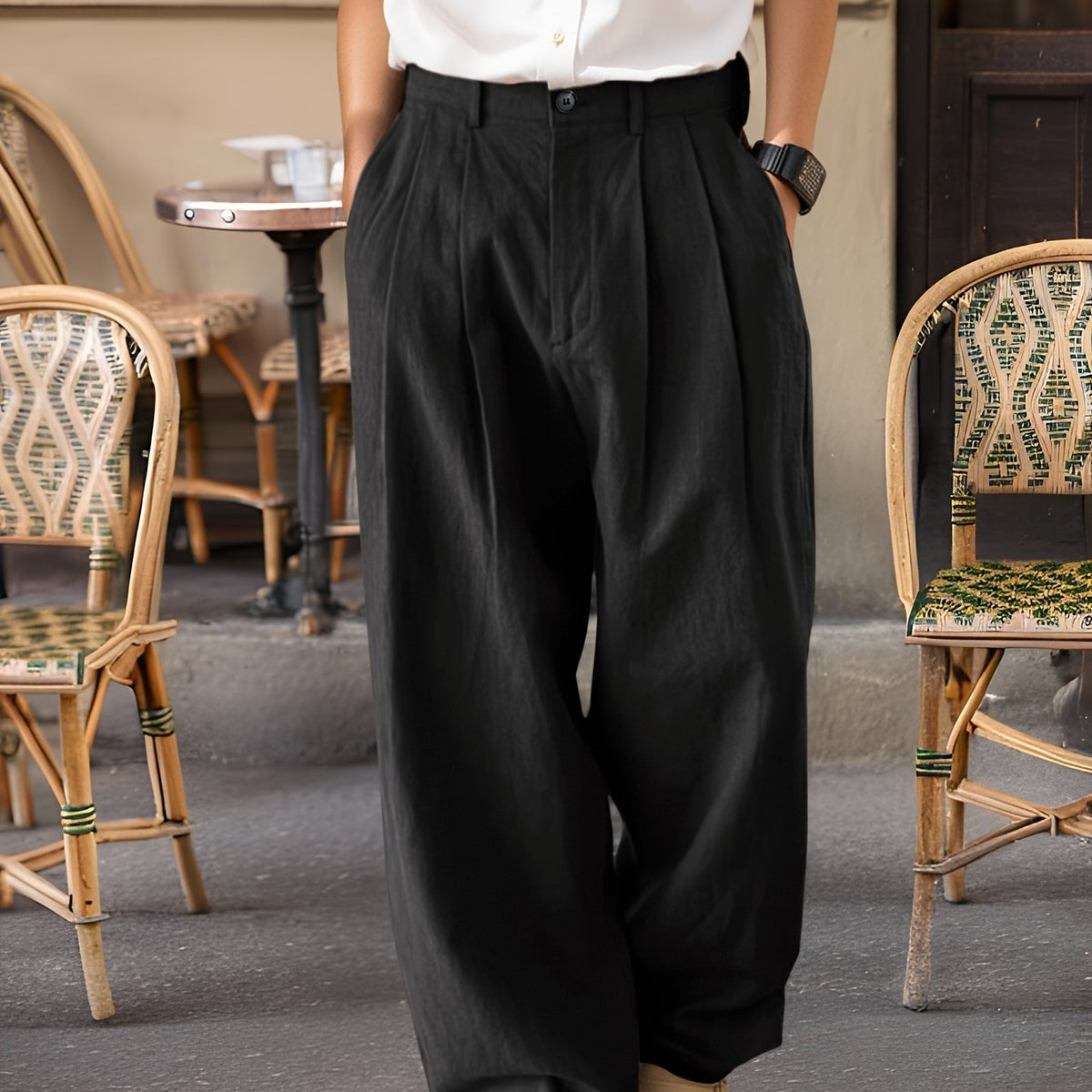 Men's Relaxed Tailored Trousers - Black