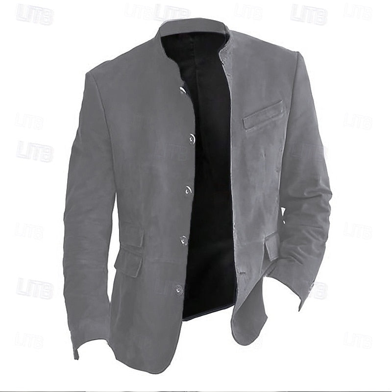 Men's Stand-Collar Casual Jacket Dark Grey