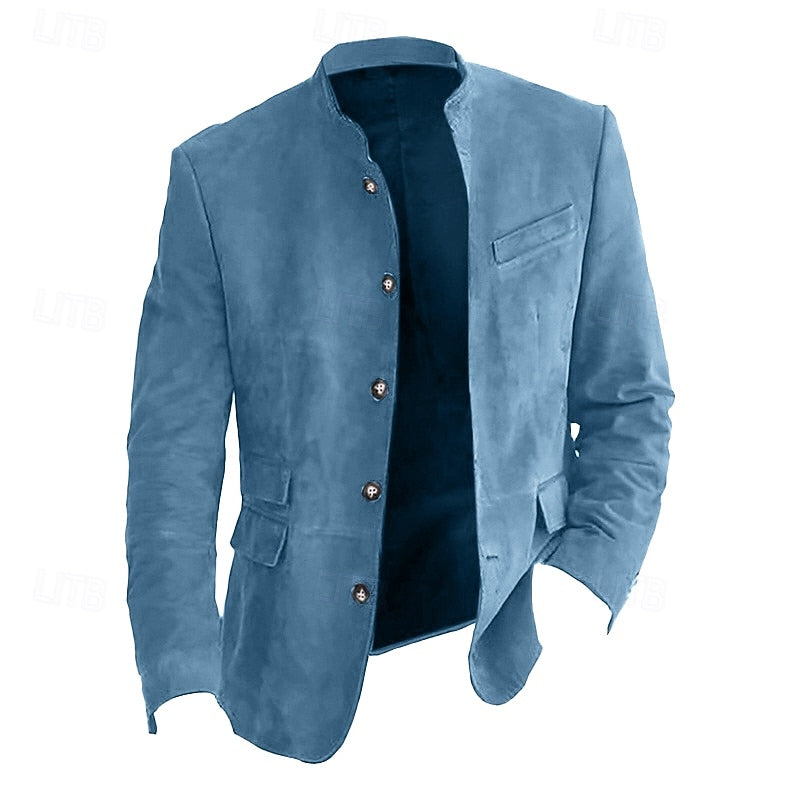 Men's Stand-Collar Casual Jacket Navy Blue