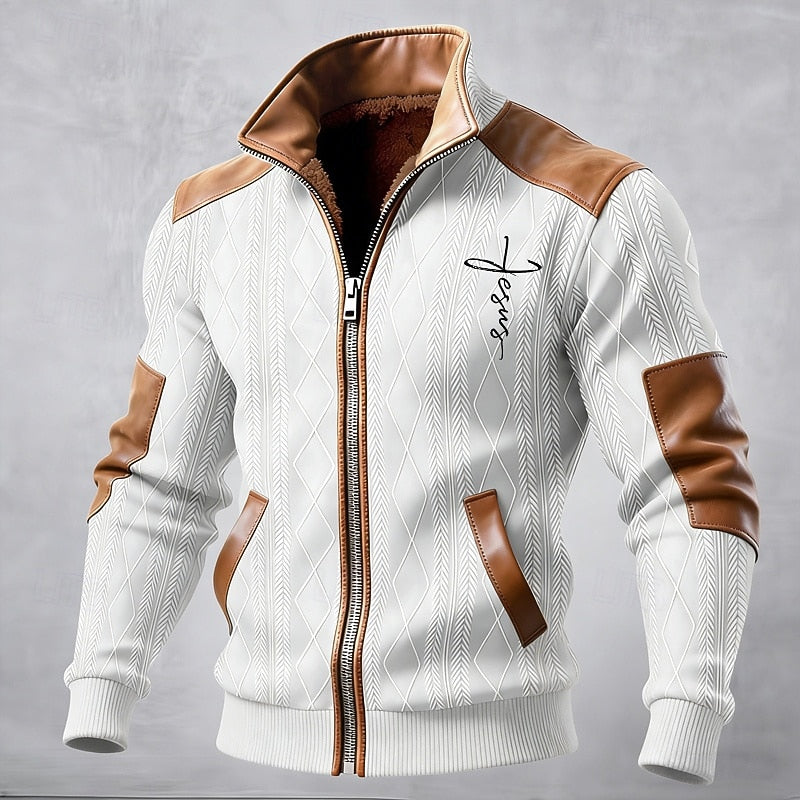 Men's Stand-Collar Casual Jacket in White
