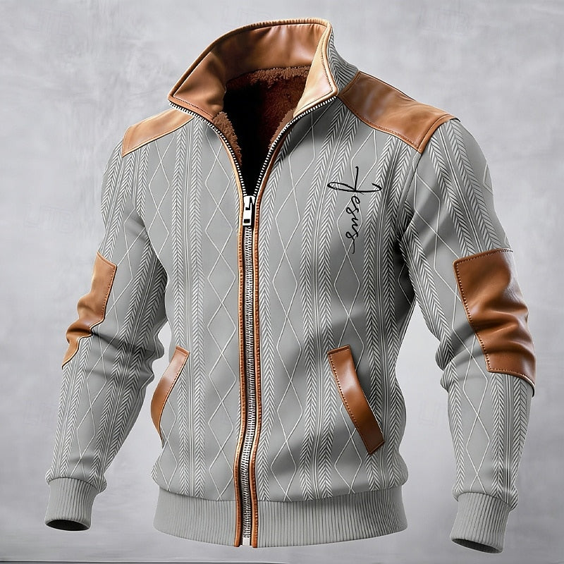 Men's Stand-Collar Casual Jacket in Grey