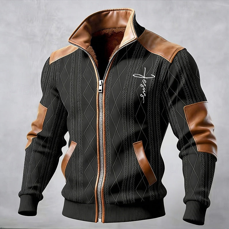 Men's Stand-Collar Casual Jacket in Black