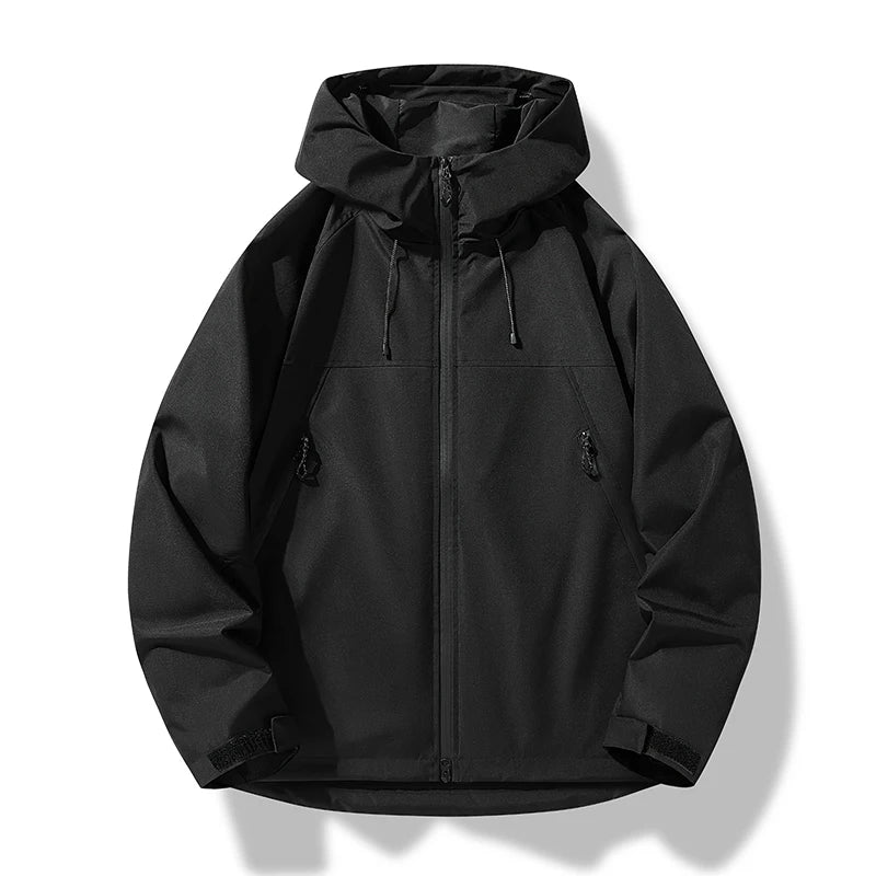 Men's Hooded Shell-Style Jacket in Black