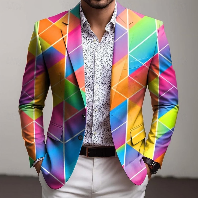 Men's Geometric-Pattern Tailored Blazer in Red